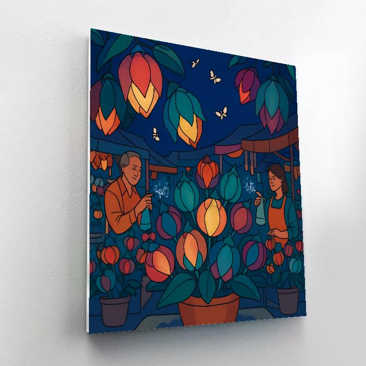 Night Market Lantern Flowers Numbered painting kits