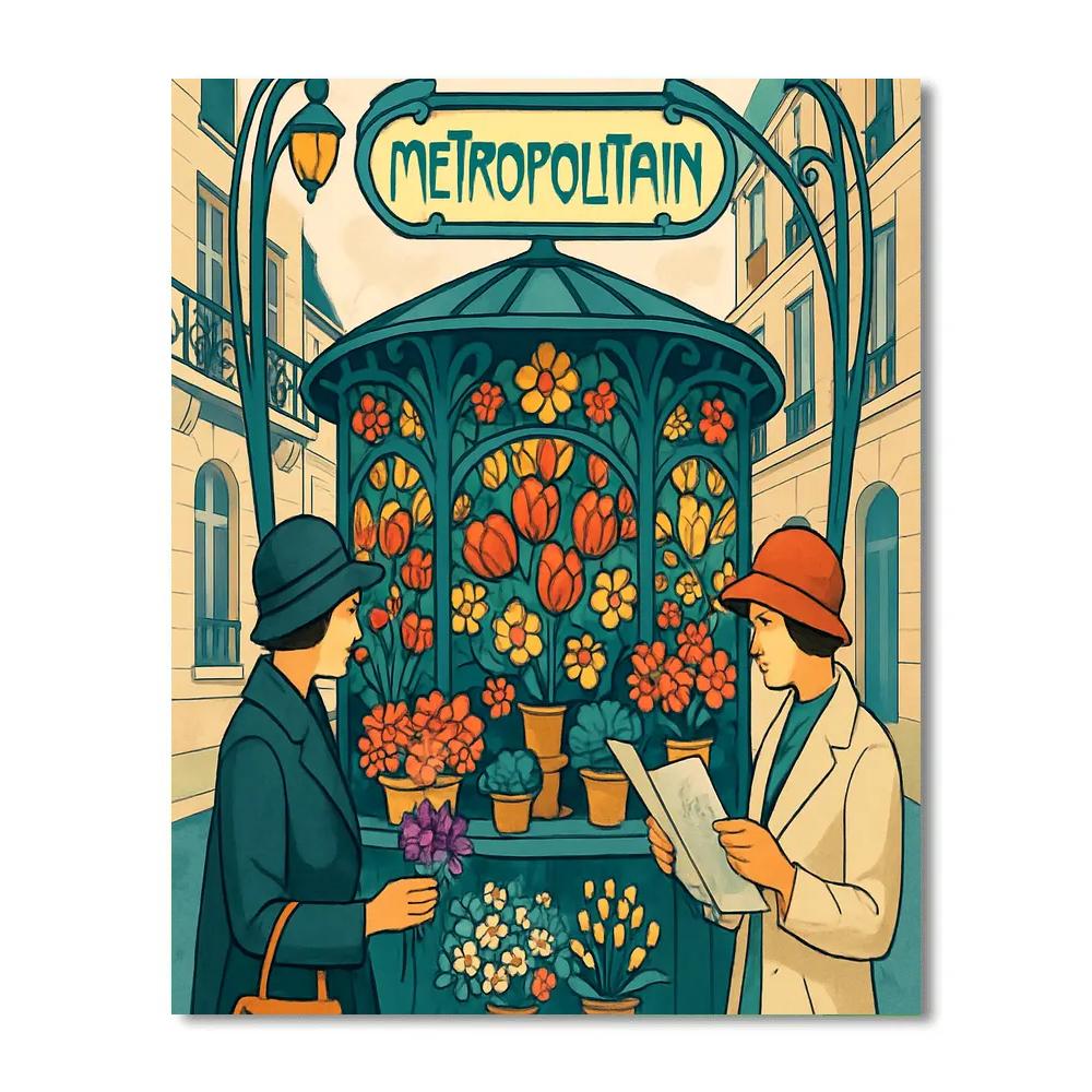 Paris Metro Bloom Poster paint by color