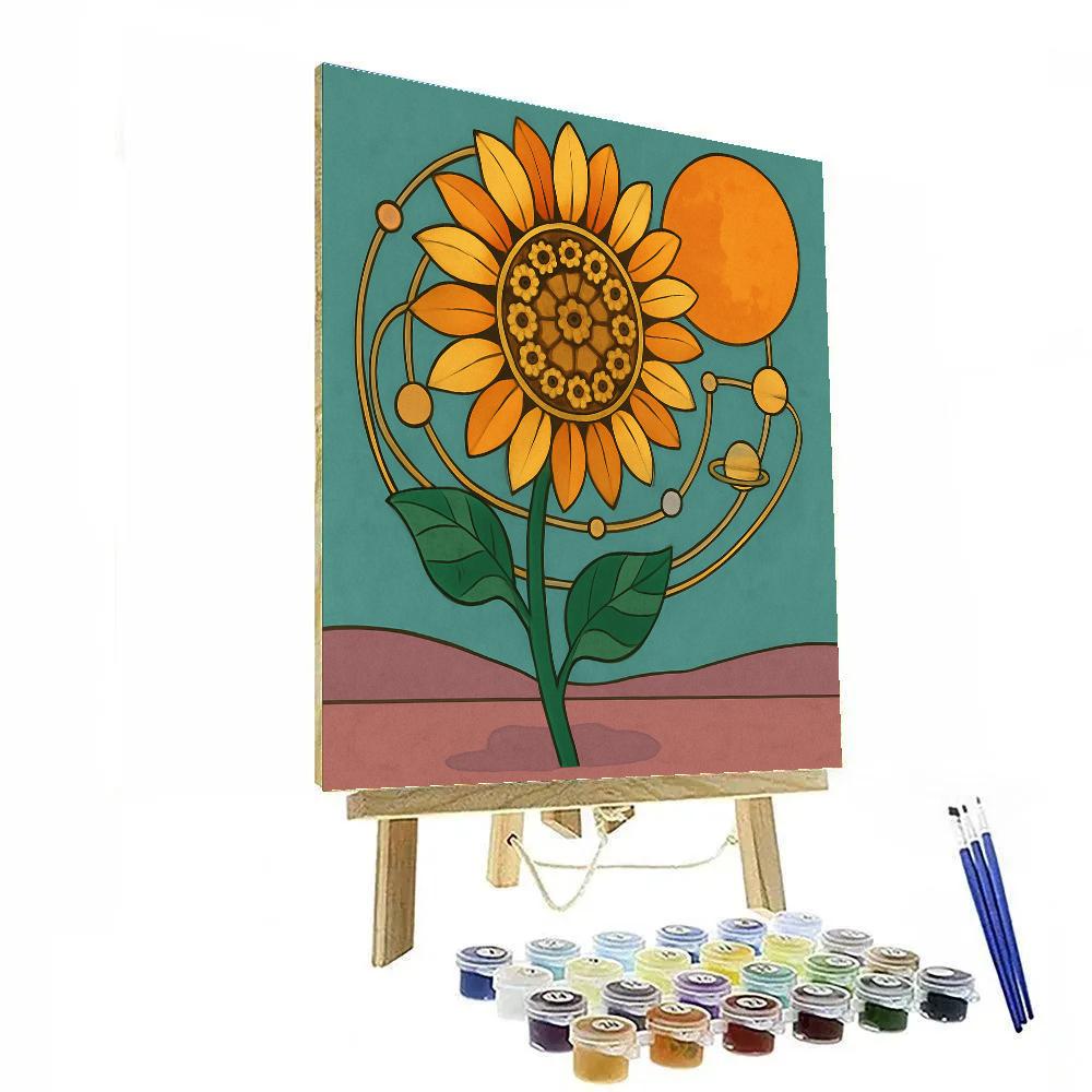 Clockwork Sunflower Orrery Garden painting number kit