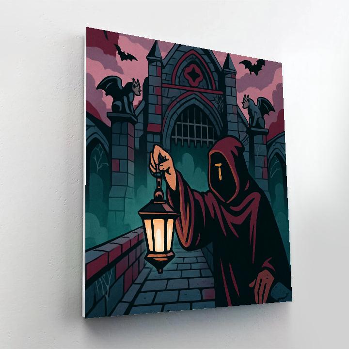 Lanternlit Bridge In Gothic Mist Paint by numbers kits