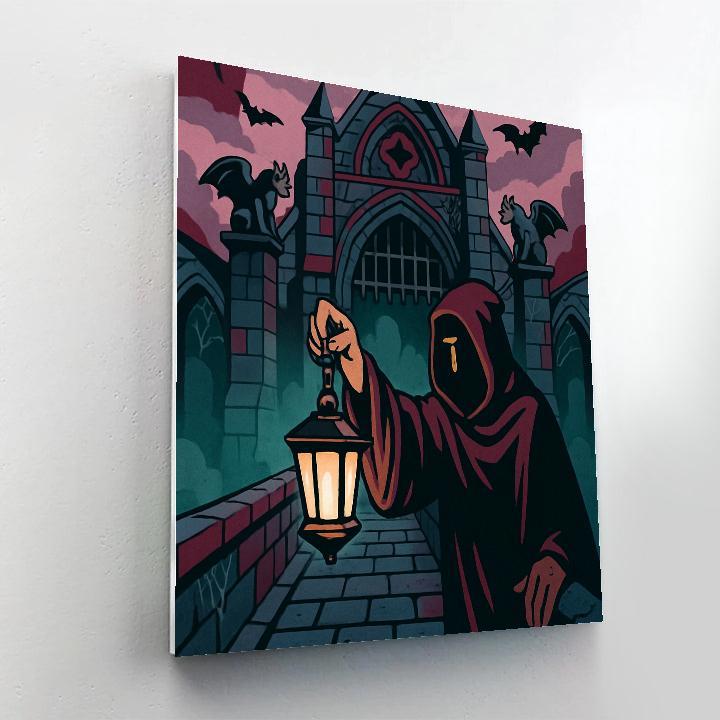 Lanternlit Bridge In Gothic Mist Paint by numbers kits