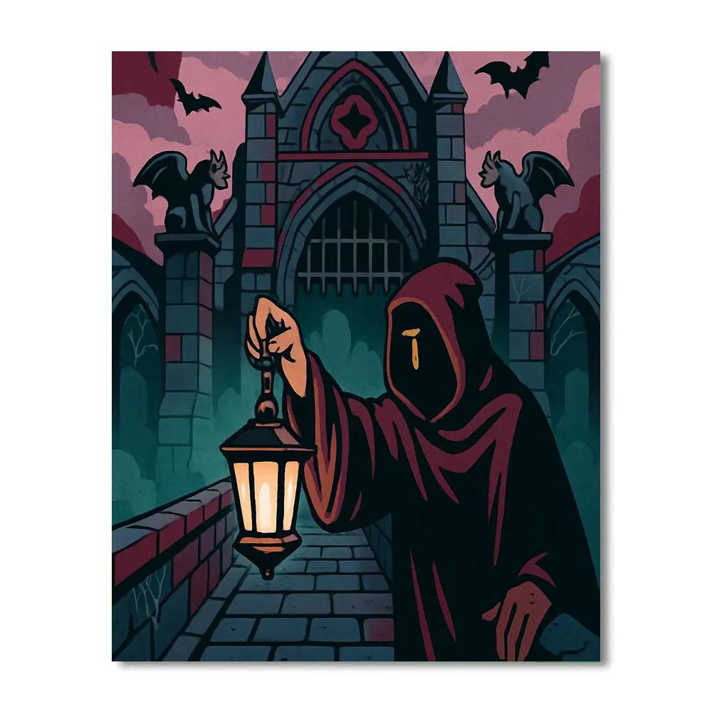 Lanternlit Bridge In Gothic Mist Paint by numbers kits