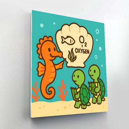 Coral Classroom With Captain Seahorse paint by color