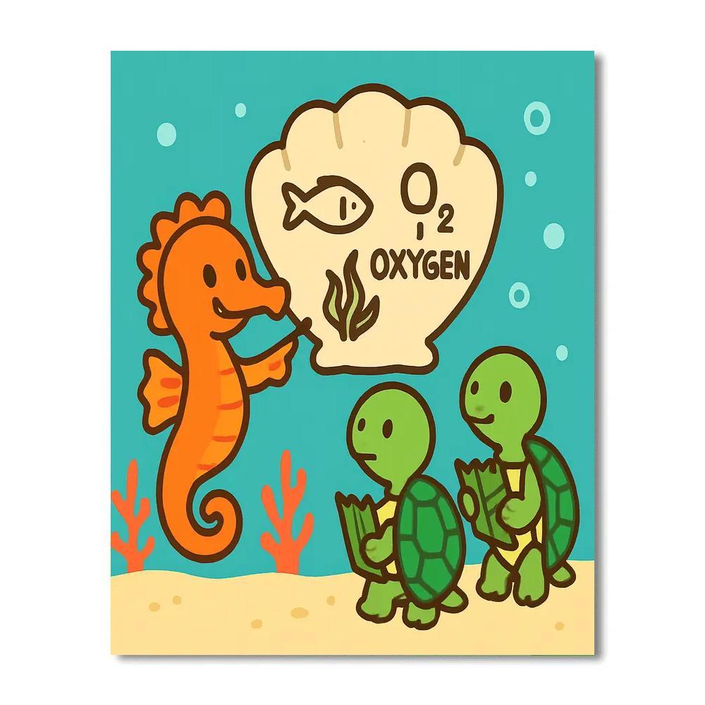 Coral Classroom With Captain Seahorse paint by color