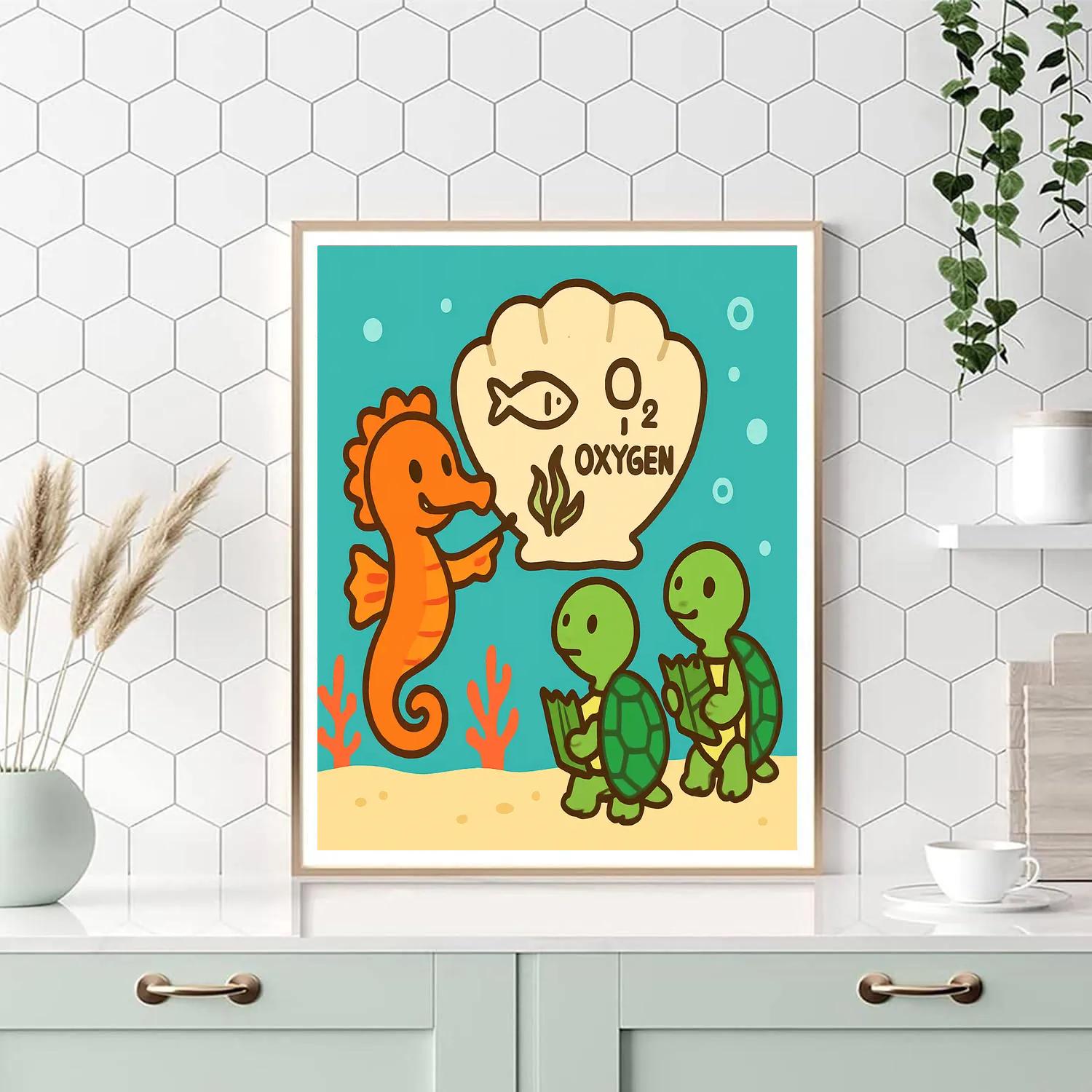 Coral Classroom With Captain Seahorse paint by color