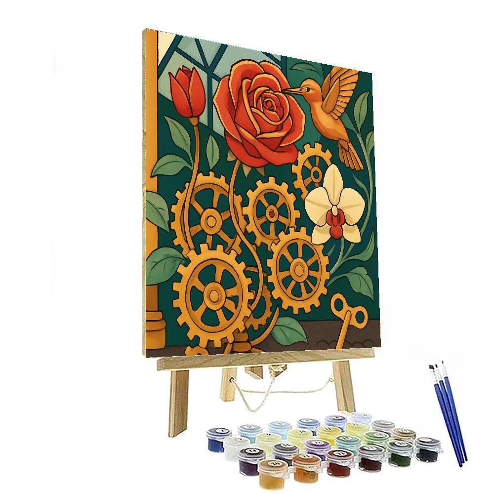Clockwork Garden With Flowers Painting by numbers kit