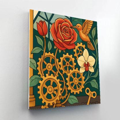 Clockwork Garden With Flowers Painting by numbers kit