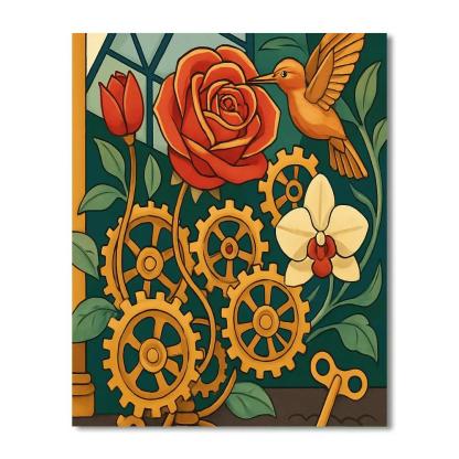 Clockwork Garden With Flowers Painting by numbers kit