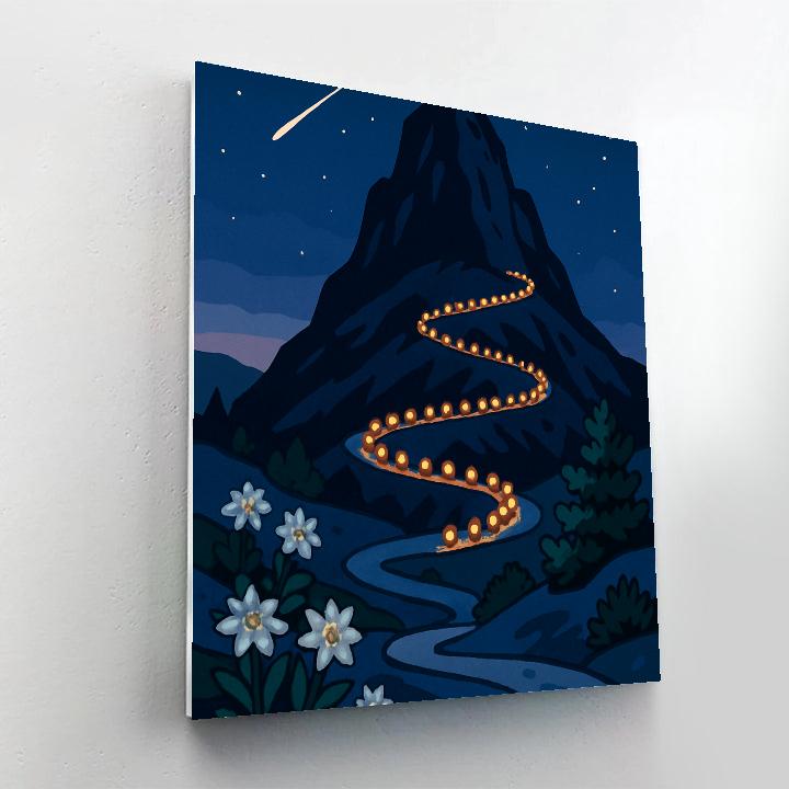 Starlit Mountain Switchback Trail paint by number