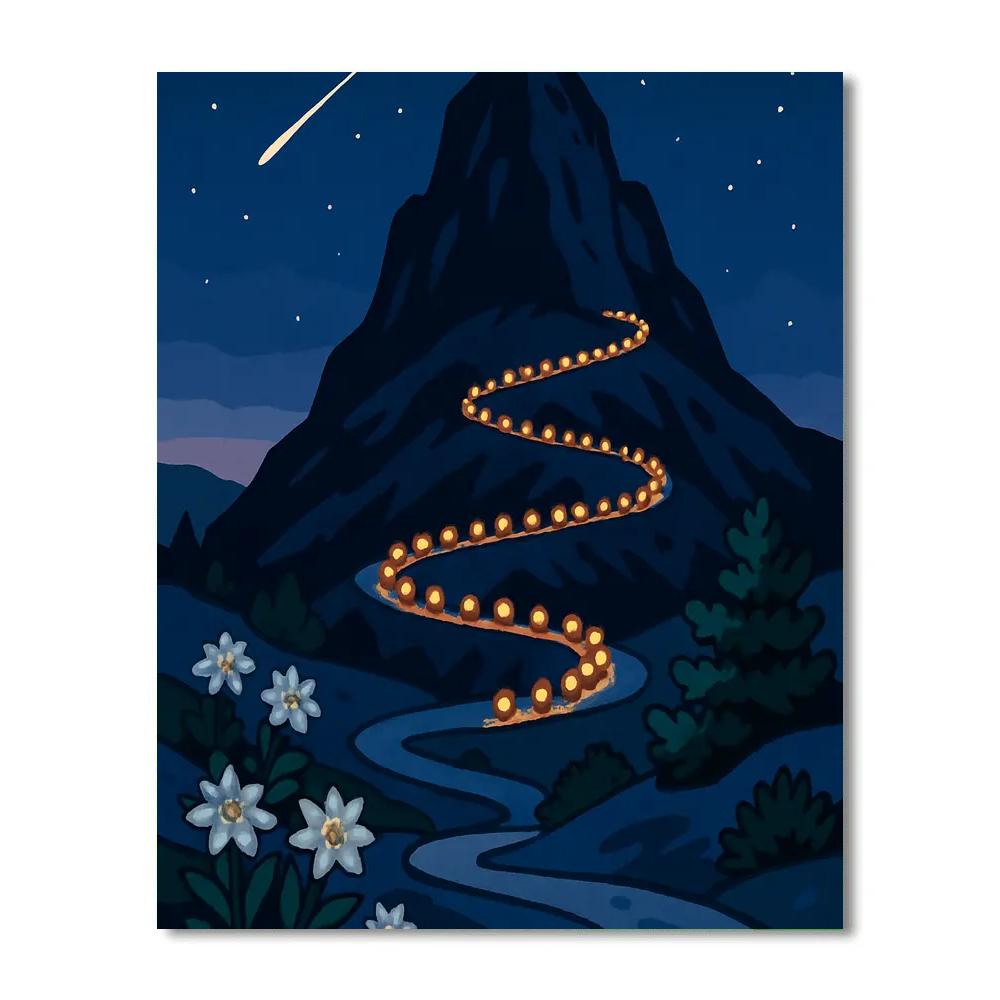 Starlit Mountain Switchback Trail paint by number