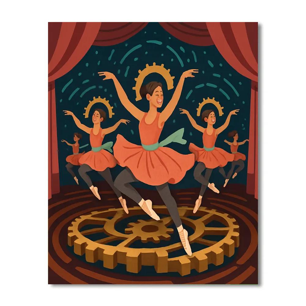 Clockwork Carousel With Ballet Ensemble Number painting
