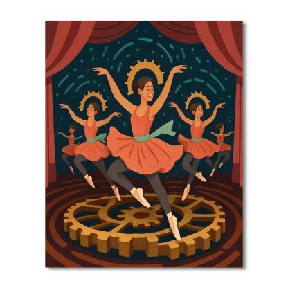 Clockwork Carousel With Ballet Ensemble Number painting