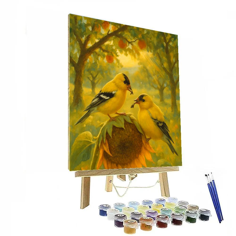 Honeyed Orchard Evening With Goldfinches Paint by numbers art