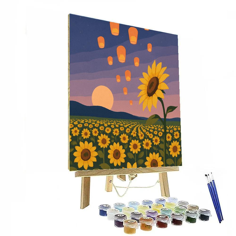Sky Lantern Festival With Sunflower Fields DIY paint by numbers
