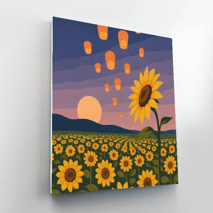 Sky Lantern Festival With Sunflower Fields DIY paint by numbers
