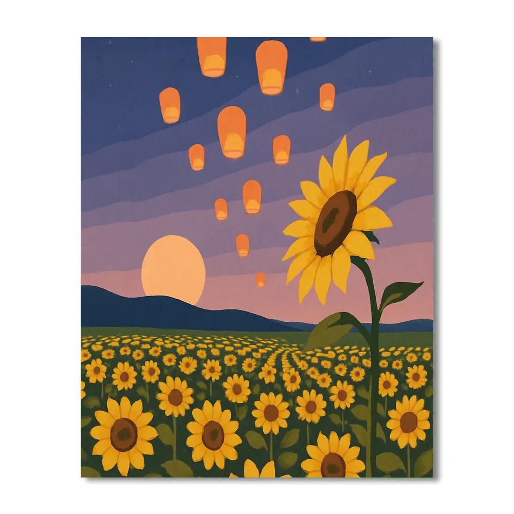 Sky Lantern Festival With Sunflower Fields DIY paint by numbers
