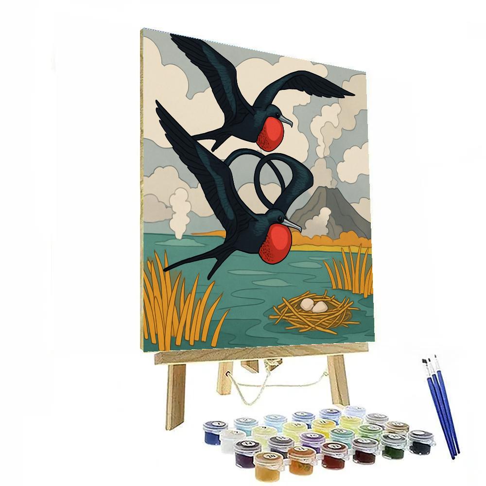 Ember Throat Birds Over The Fumarole Marsh paint by numbers