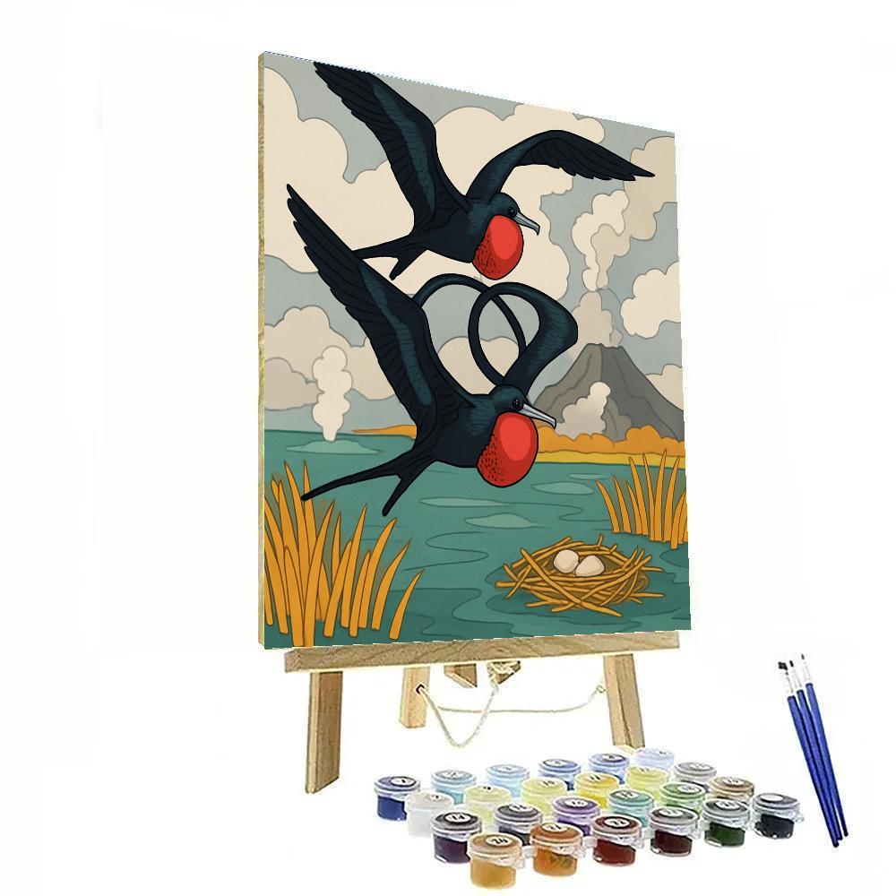 Ember Throat Birds Over The Fumarole Marsh paint by numbers