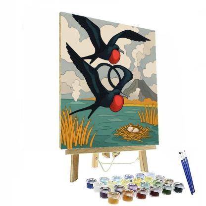 Ember Throat Birds Over The Fumarole Marsh paint by numbers