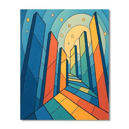 Cathedral Of Abstract Prism Panels paint by numbers