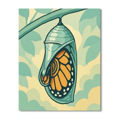 Clockwork Chrysalis Butterfly Metamorphosis Number painting