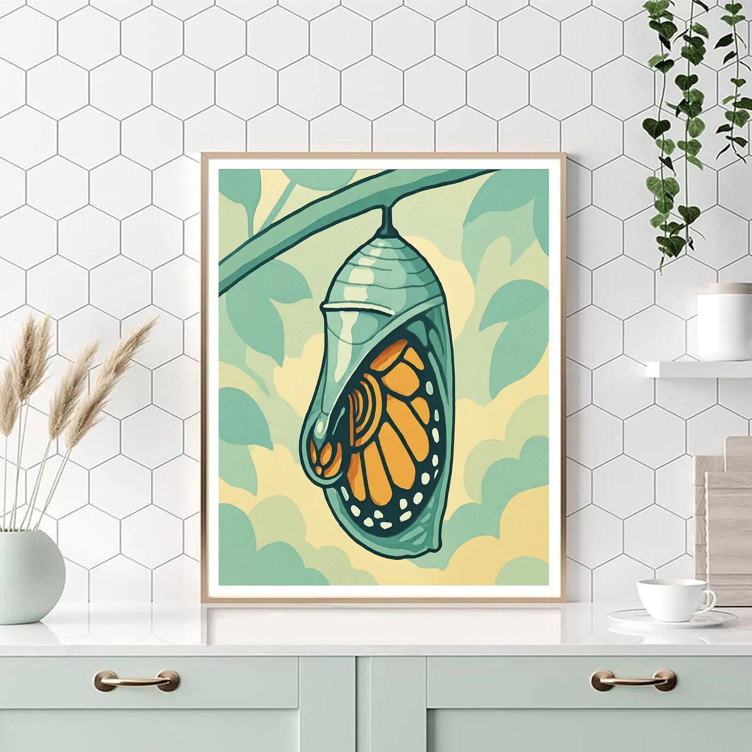 Clockwork Chrysalis Butterfly Metamorphosis Number painting