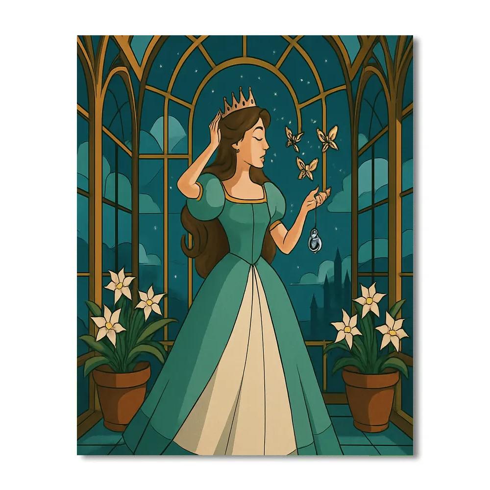 Clockwork Conservatory With Princess In Bloom Numbered painting kits
