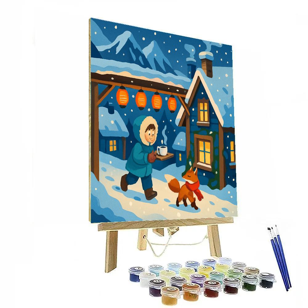 Lanternlit Skybridge In Winter Painting by numbers kit