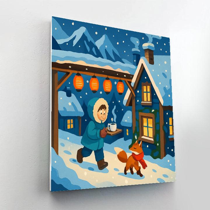 Lanternlit Skybridge In Winter Painting by numbers kit