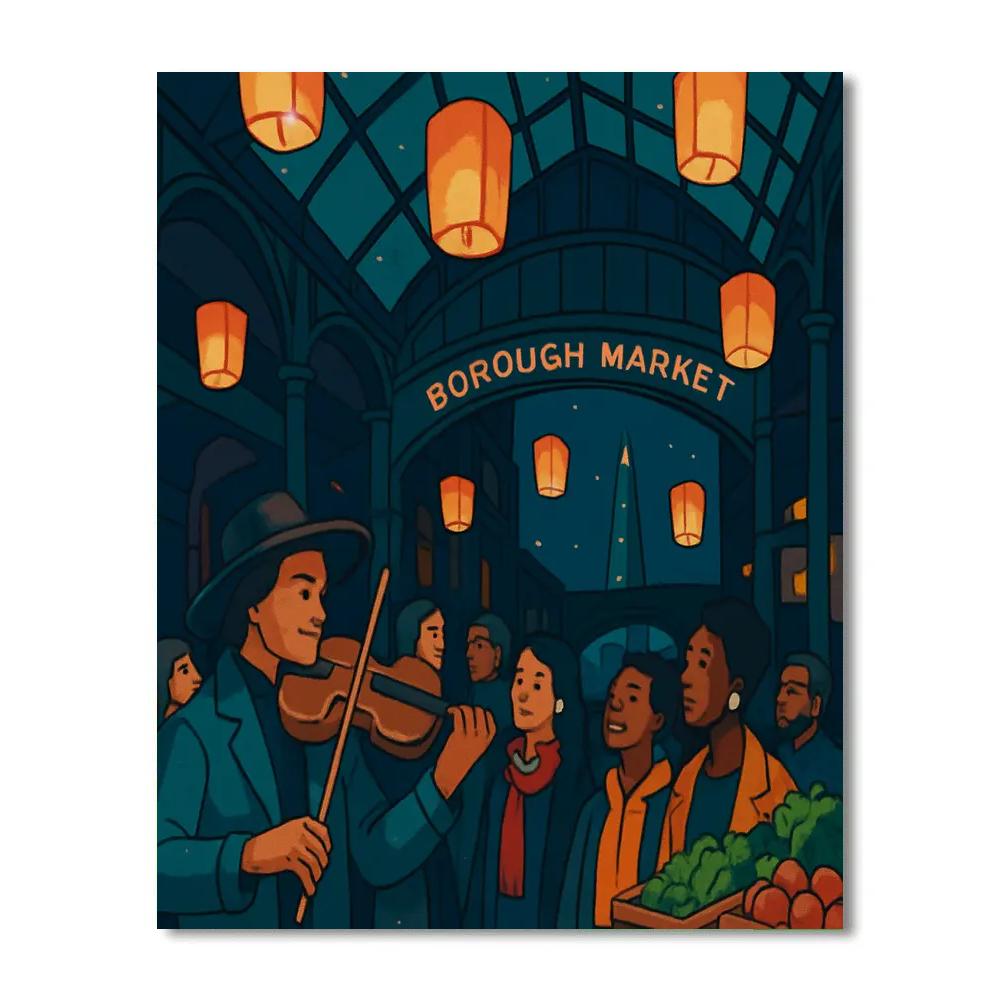 Midnight Market London Lantern Parade painting number kit