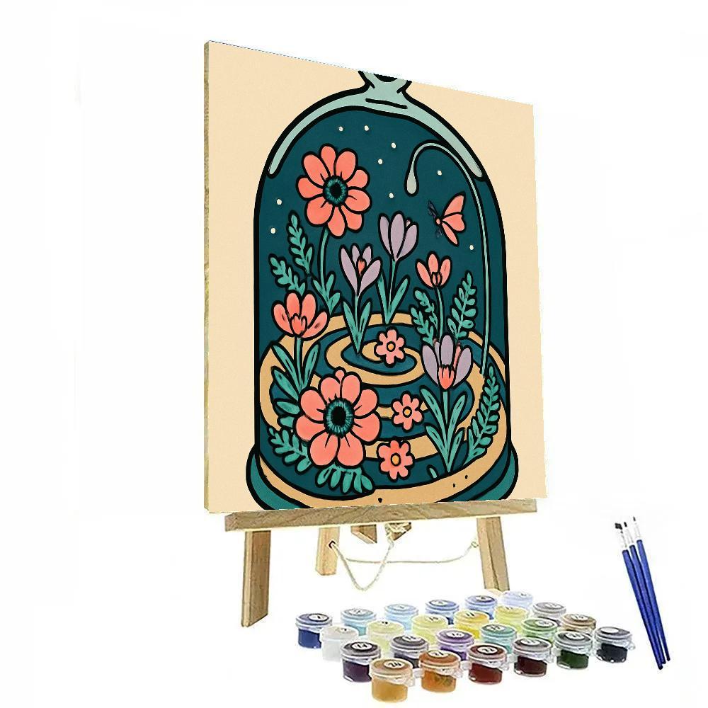 Terrarium Dream With Floral Constellations Numbered painting kits