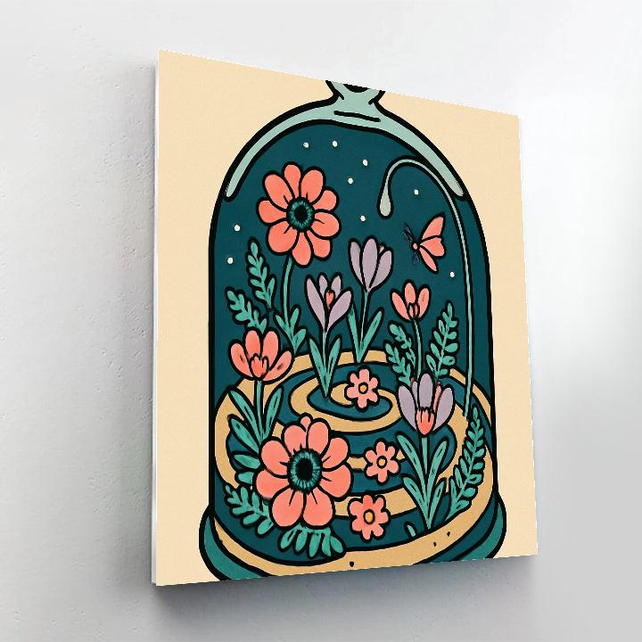Terrarium Dream With Floral Constellations Numbered painting kits