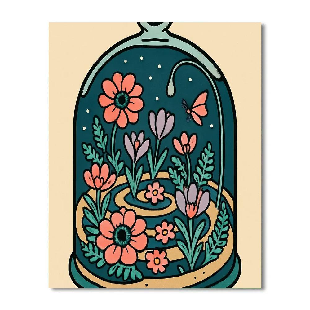 Terrarium Dream With Floral Constellations Numbered painting kits