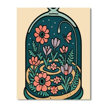 Terrarium Dream With Floral Constellations Numbered painting kits