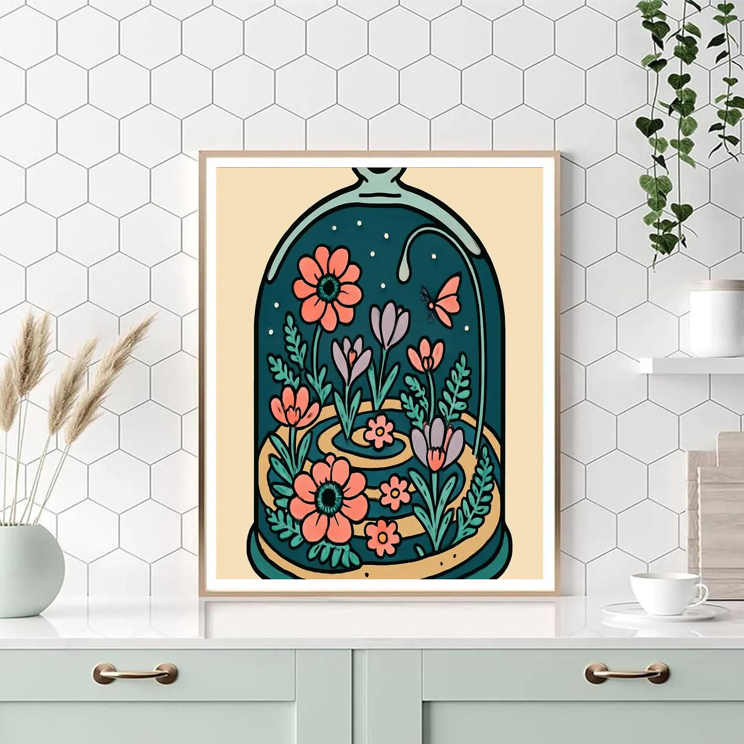 Terrarium Dream With Floral Constellations Numbered painting kits