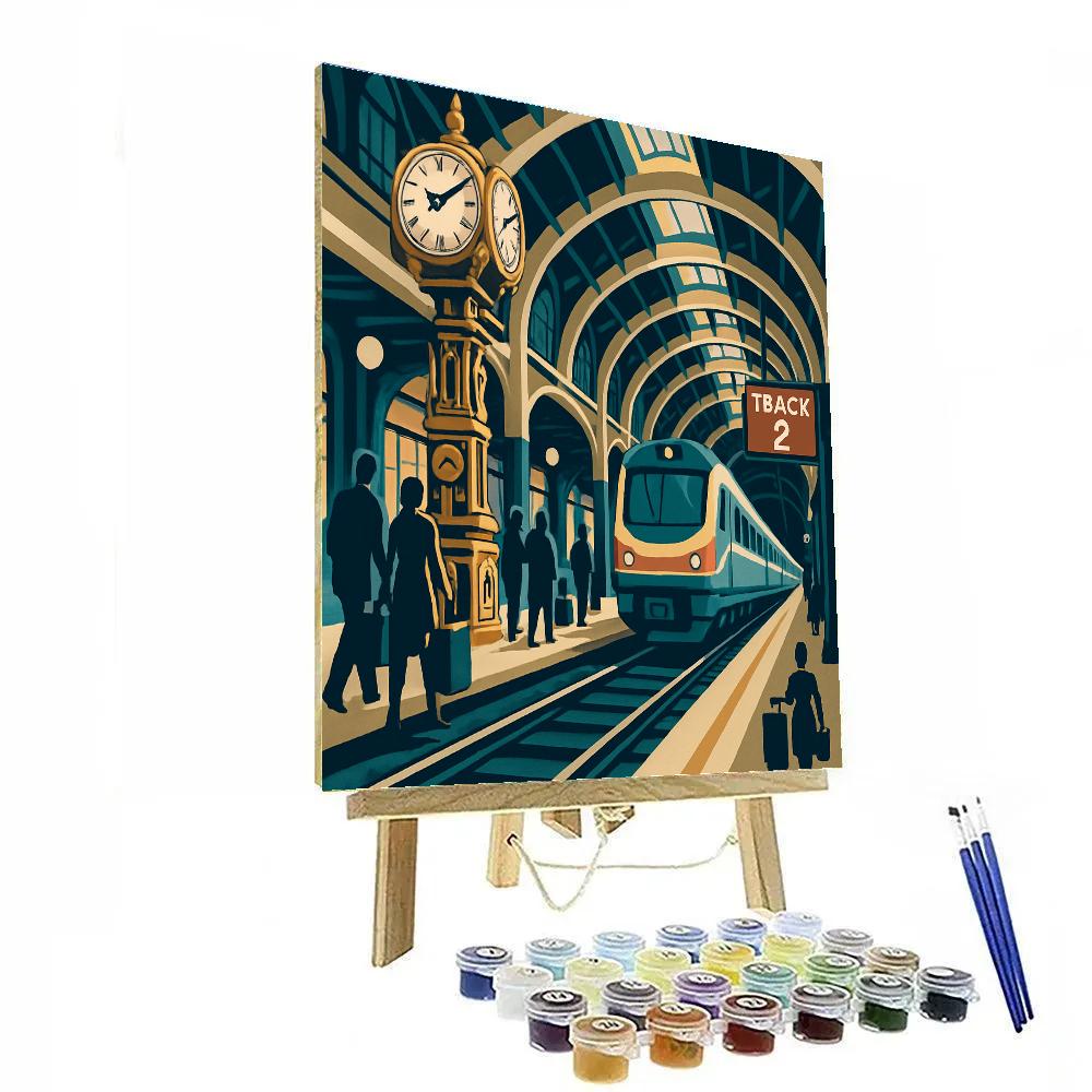Station Clockwork Train Parade Paint by numbers kits