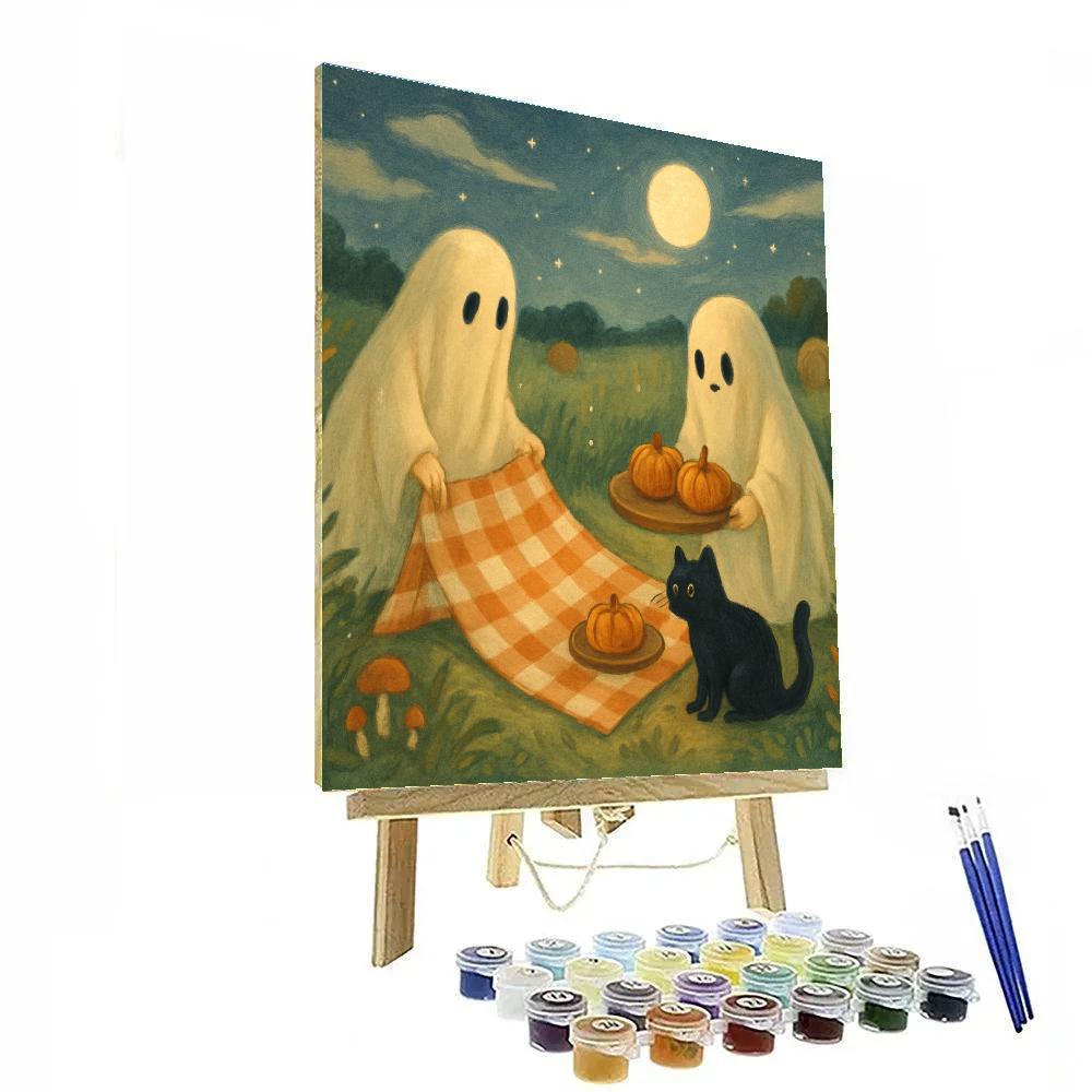 Ghost Picnic Under The Cinnamon Moon Painting by numbers kit