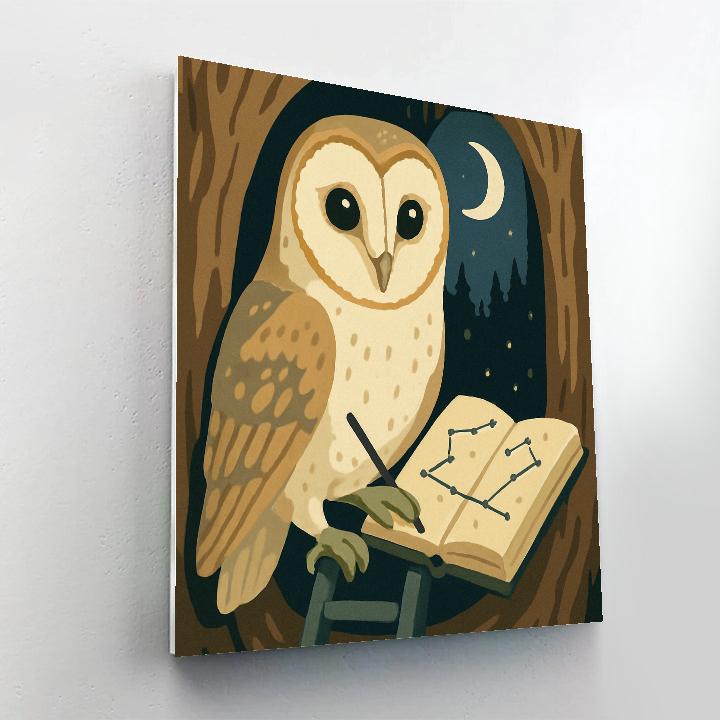 Moonlit Library Owl Cartographer paint by color