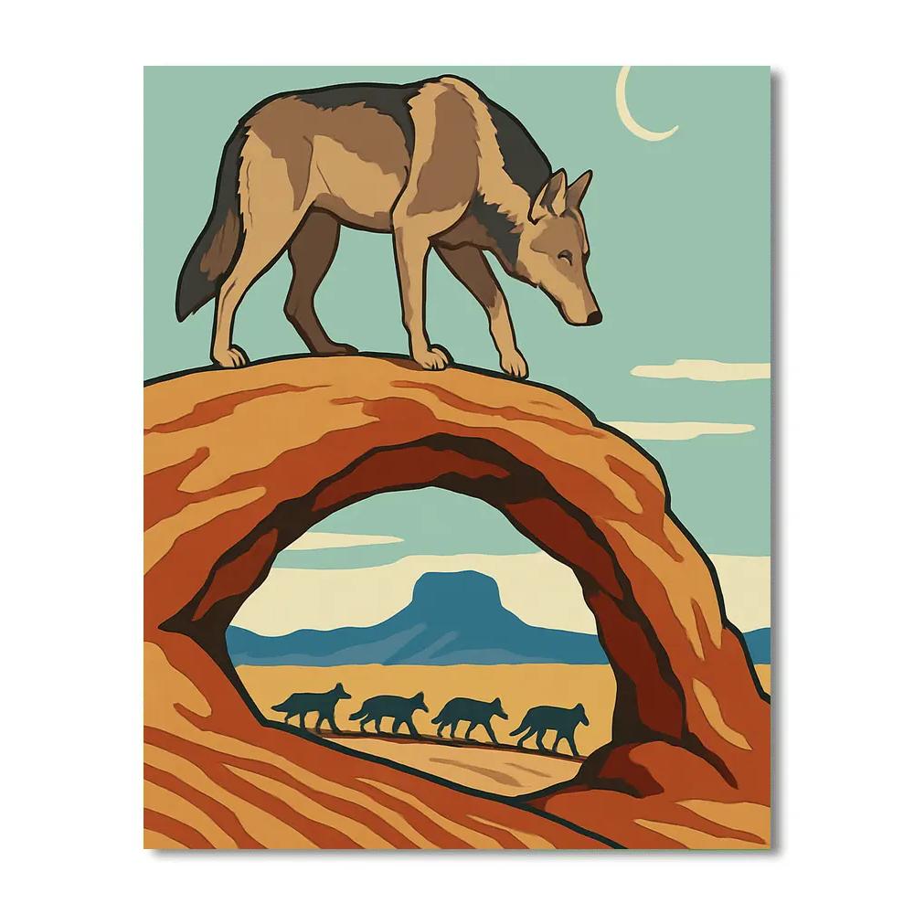 Desert Mirage Wolf Sentinel Paint by numbers art