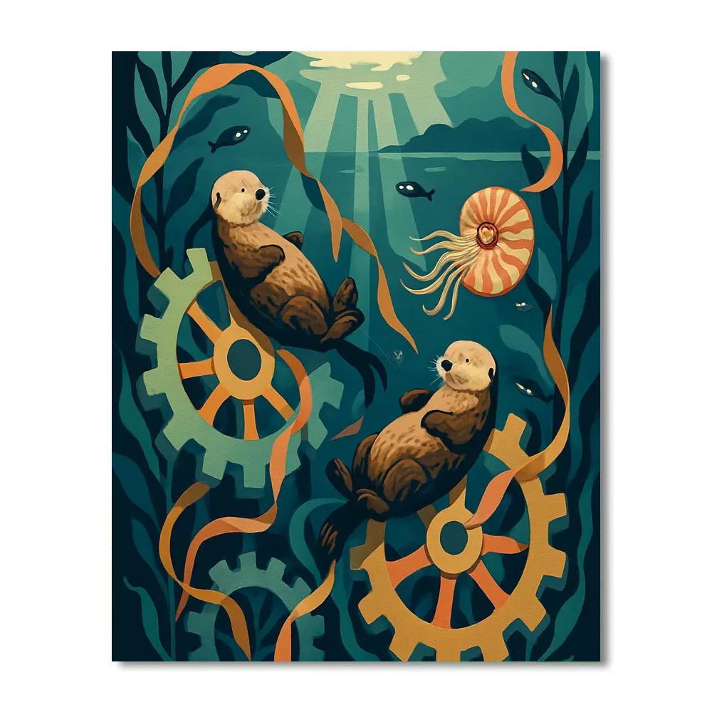 Clockwork Kelp Forest Ocean Drift painting number kit