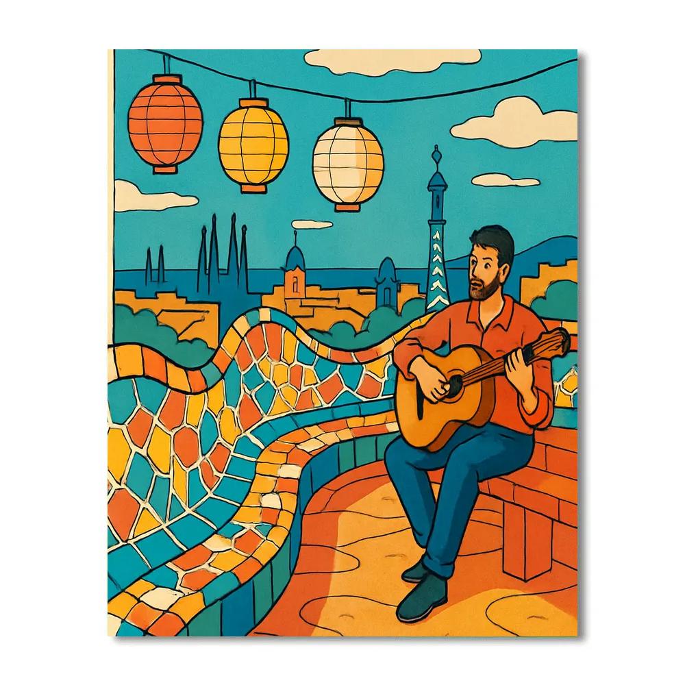 Gaudi Mosaic Dreamscape In Spain Numbered painting kits