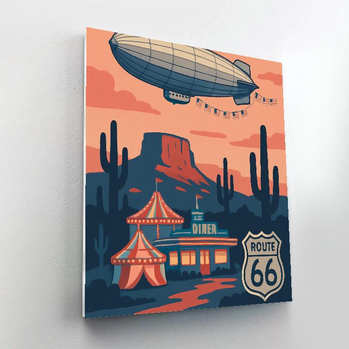 Desert Airship Carnival In USA Skies Number painting