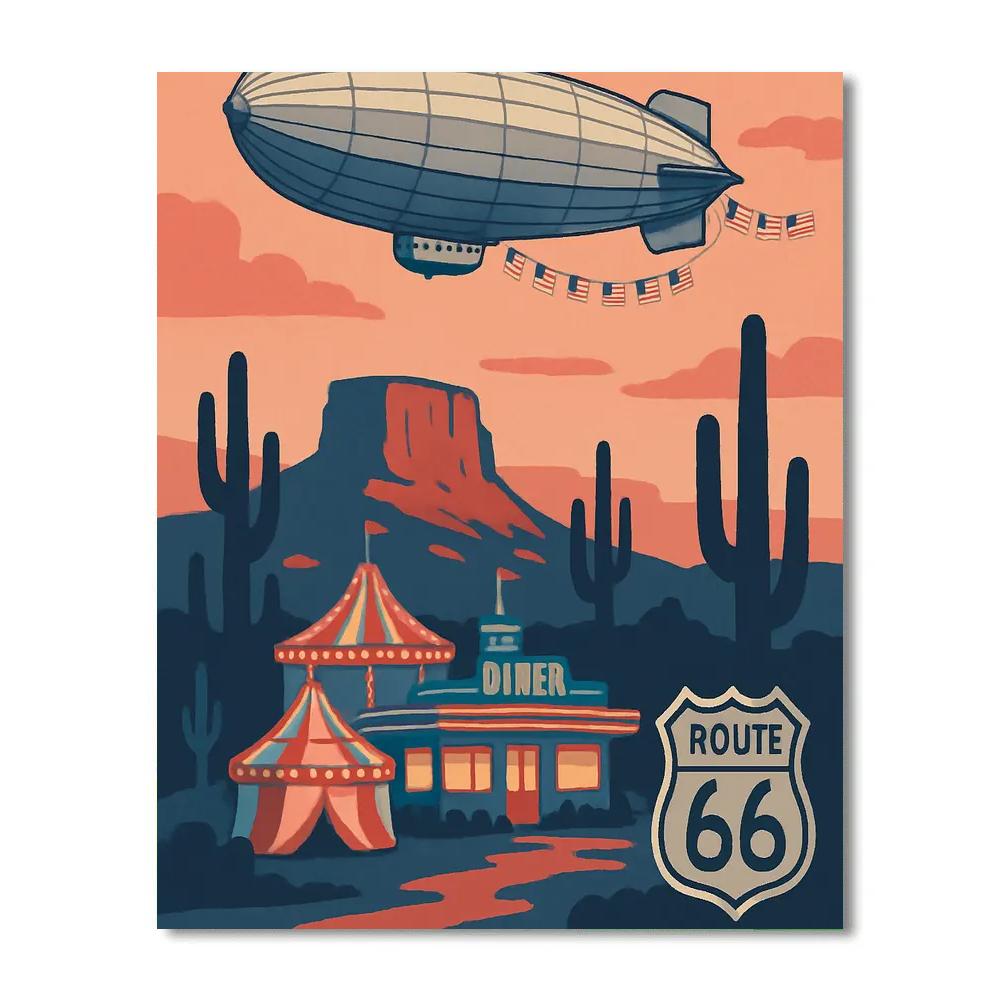 Desert Airship Carnival In USA Skies Number painting
