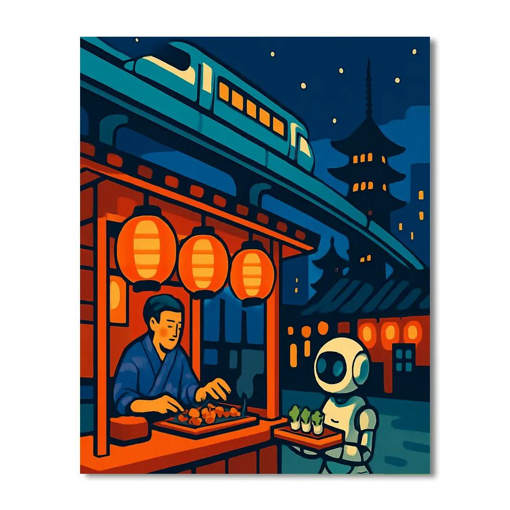 Japan Night Market Skyrail Festival Paint by numbers kits