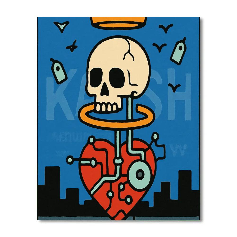 Basquiat Crowned Circuit Totem paint by numbers