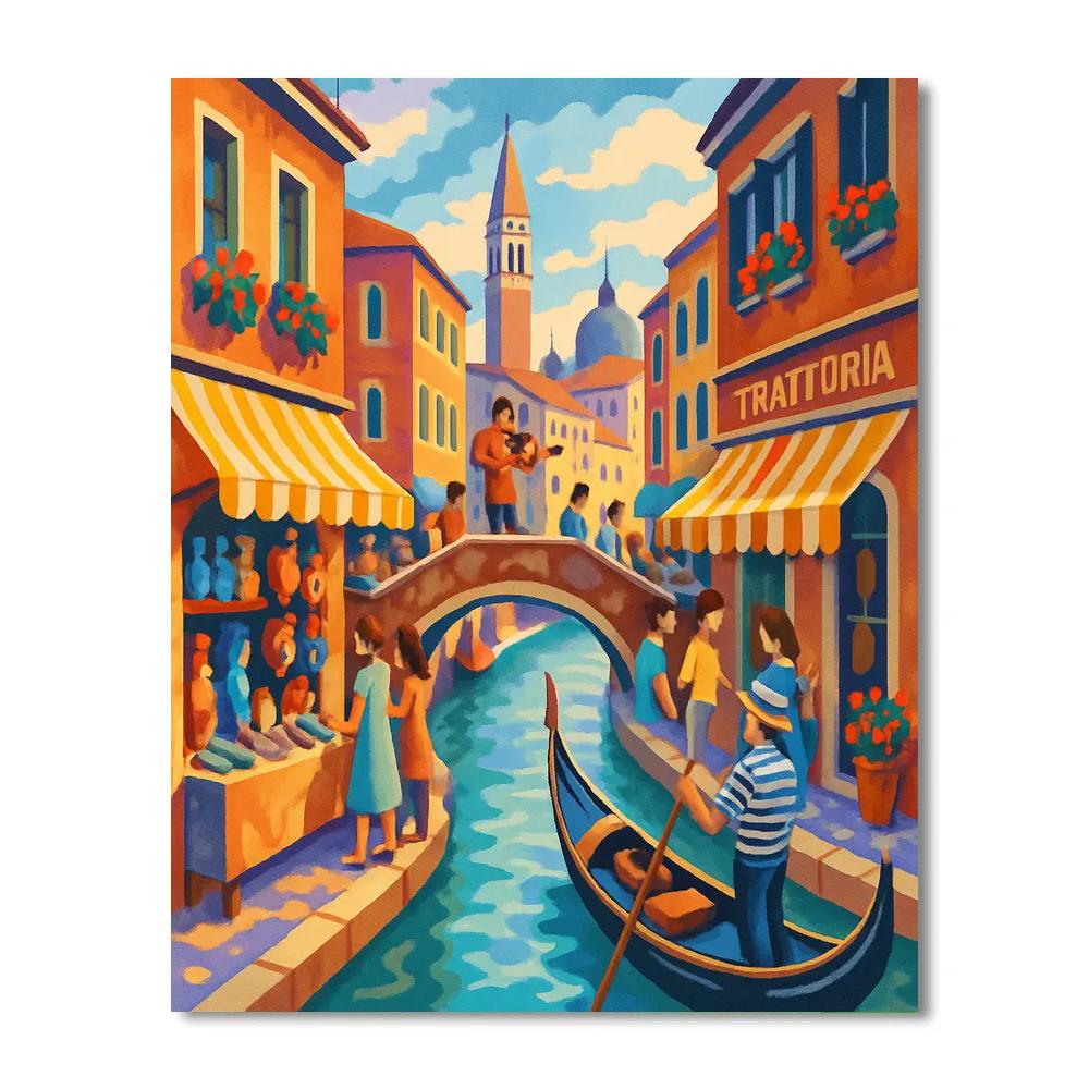 Market Serenade With Venice Reflections Numbered painting kits