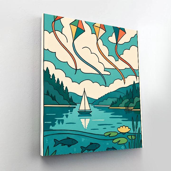 Mirror Kite Festival At The Lake paint by color