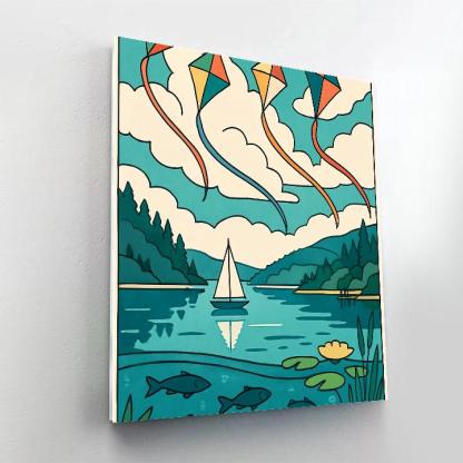 Mirror Kite Festival At The Lake paint by color