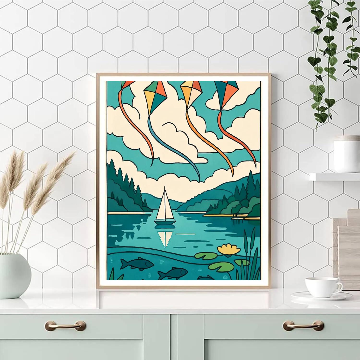 Mirror Kite Festival At The Lake paint by color