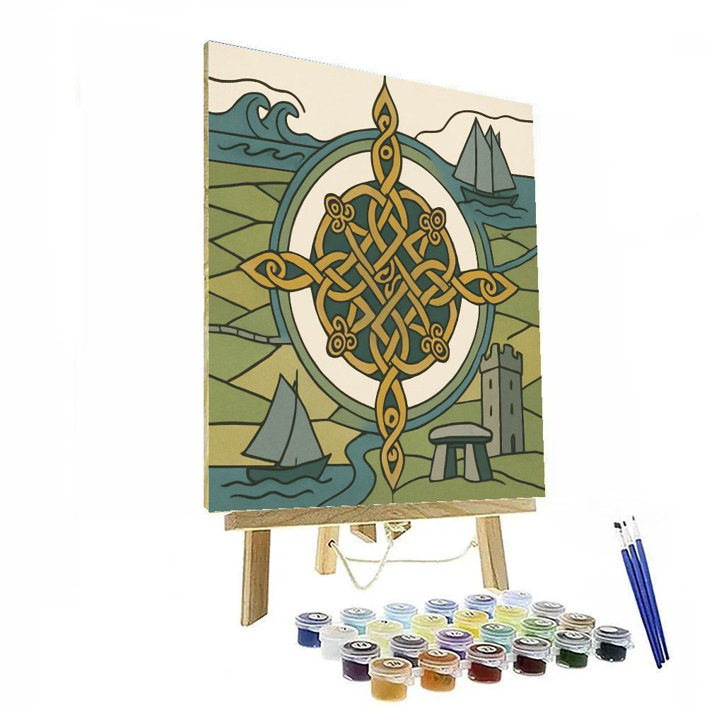 Celtic Compass Rose, Ireland Crafted paint by numbers